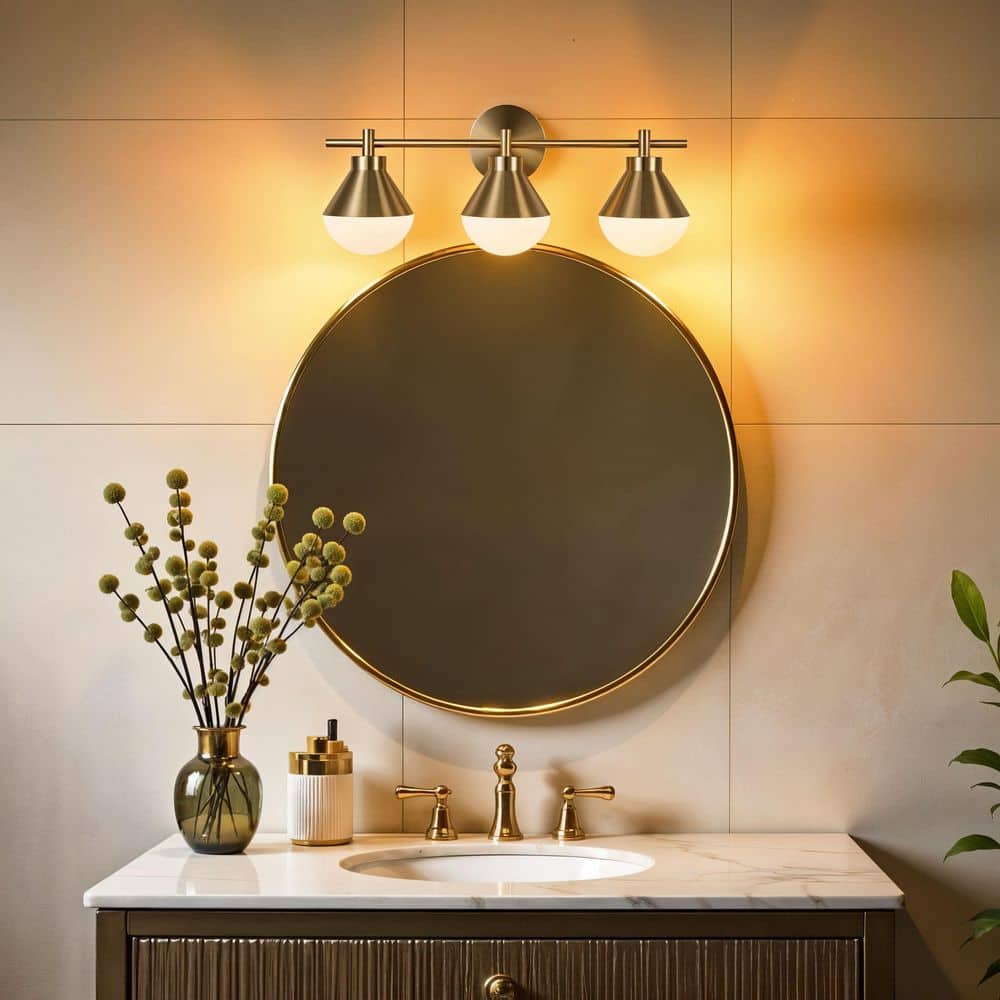  Schoolhouse 5 In. 3-Light Brushed Gold Vanity Light