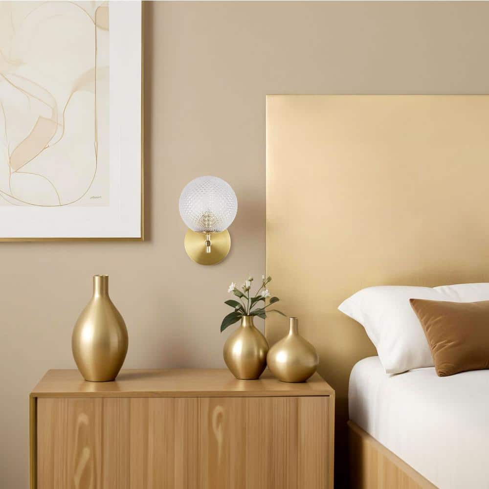  Prismatic 6 In. 1-Light Brushed Gold Wall Sconces With Globe Shade