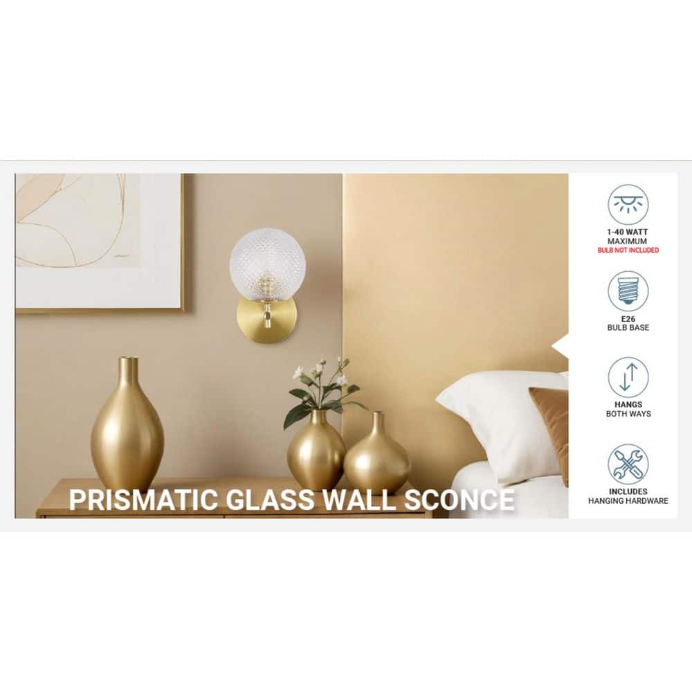  Prismatic 6 In. 1-Light Brushed Gold Wall Sconces With Globe Shade
