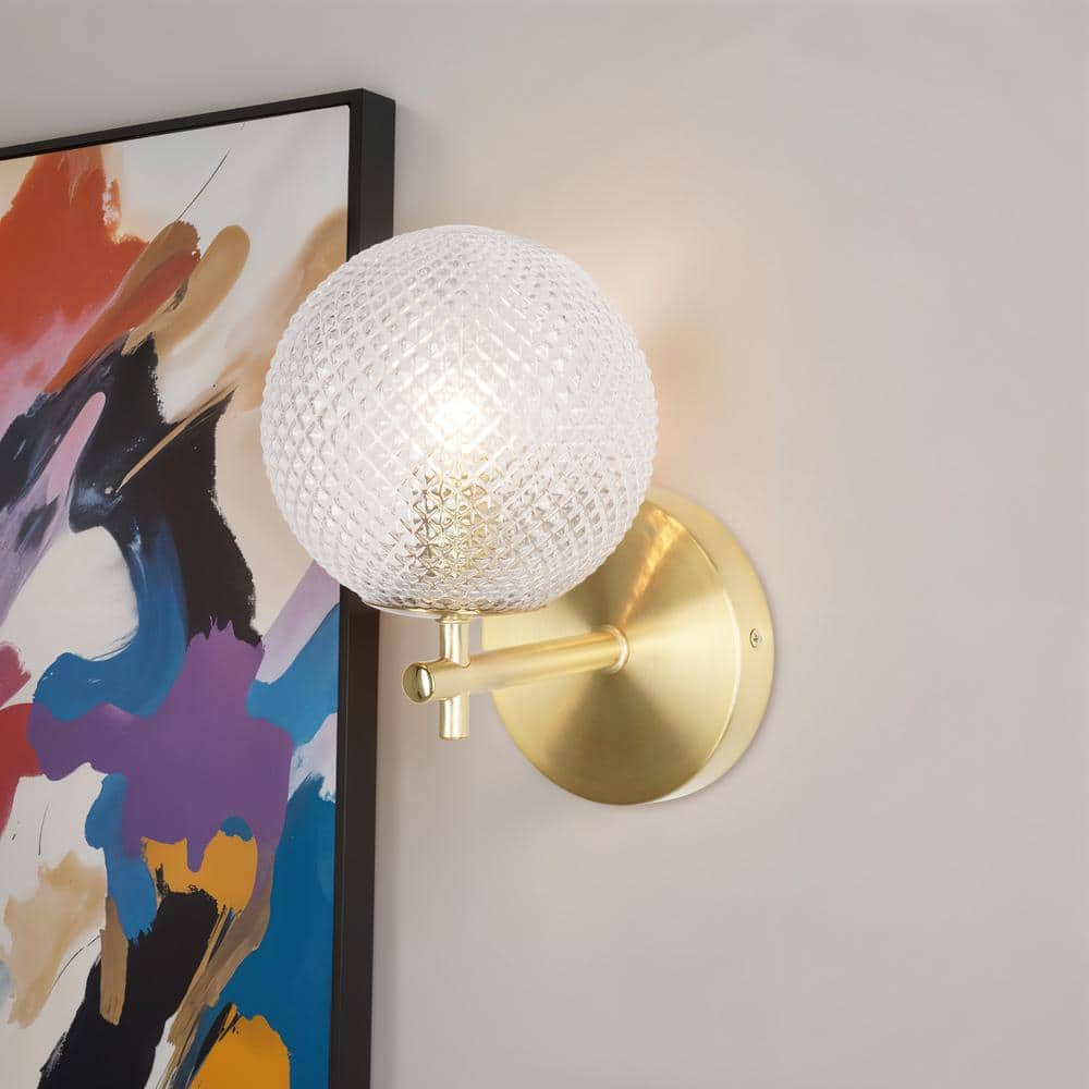  Prismatic 6 In. 1-Light Brushed Gold Wall Sconces With Globe Shade