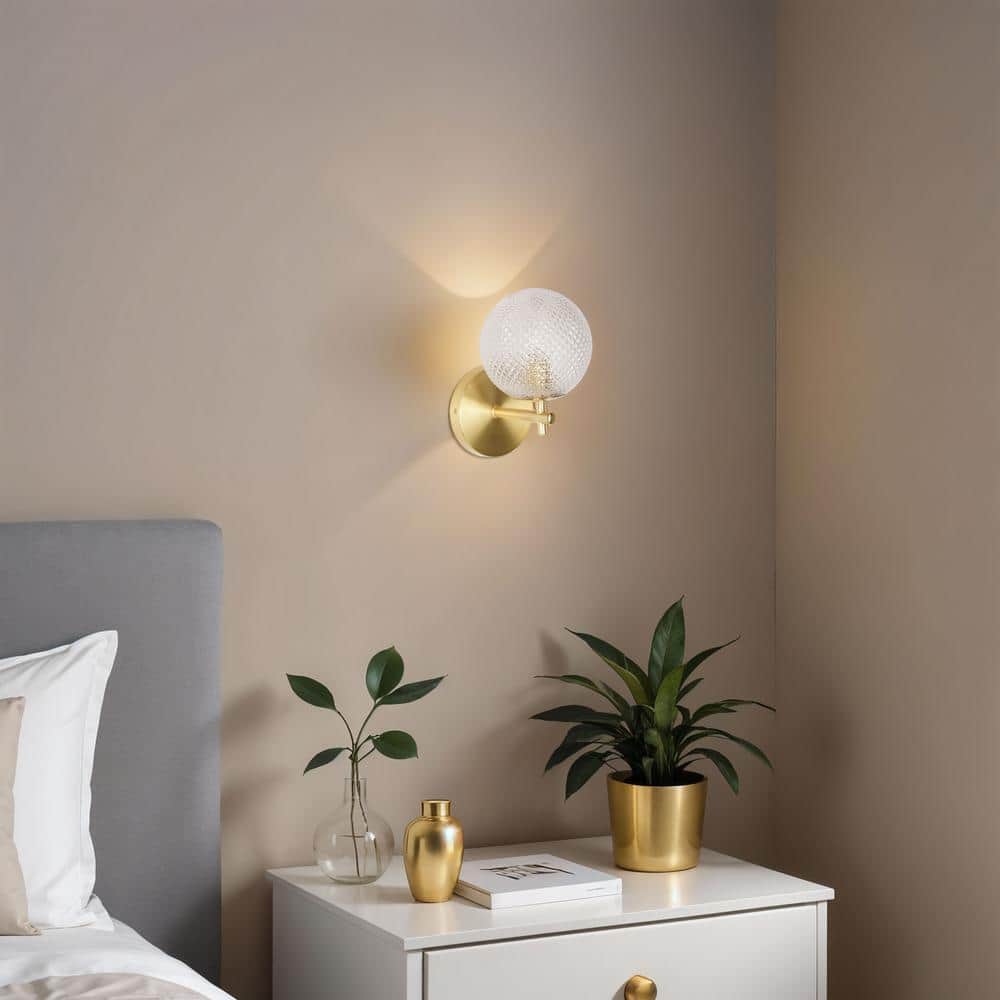  Prismatic 6 In. 1-Light Brushed Gold Wall Sconces With Globe Shade