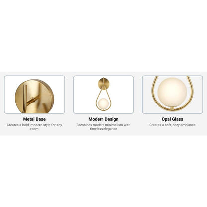  Teardrop 5 In. 1-Light Brushed Gold Wall Sconces With Globe Shade