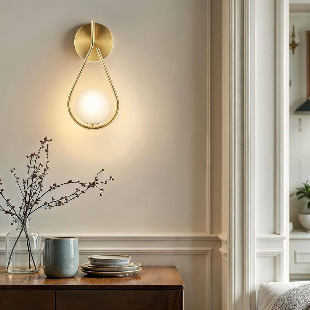  Teardrop 5 In. 1-Light Brushed Gold Wall Sconces With Globe Shade
