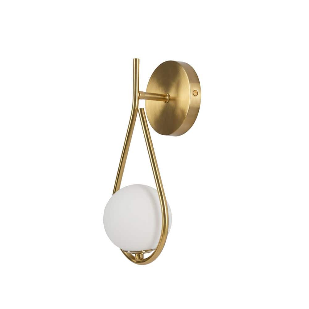 Teardrop 5 In. 1-Light Brushed Gold Wall Sconces With Globe Shade