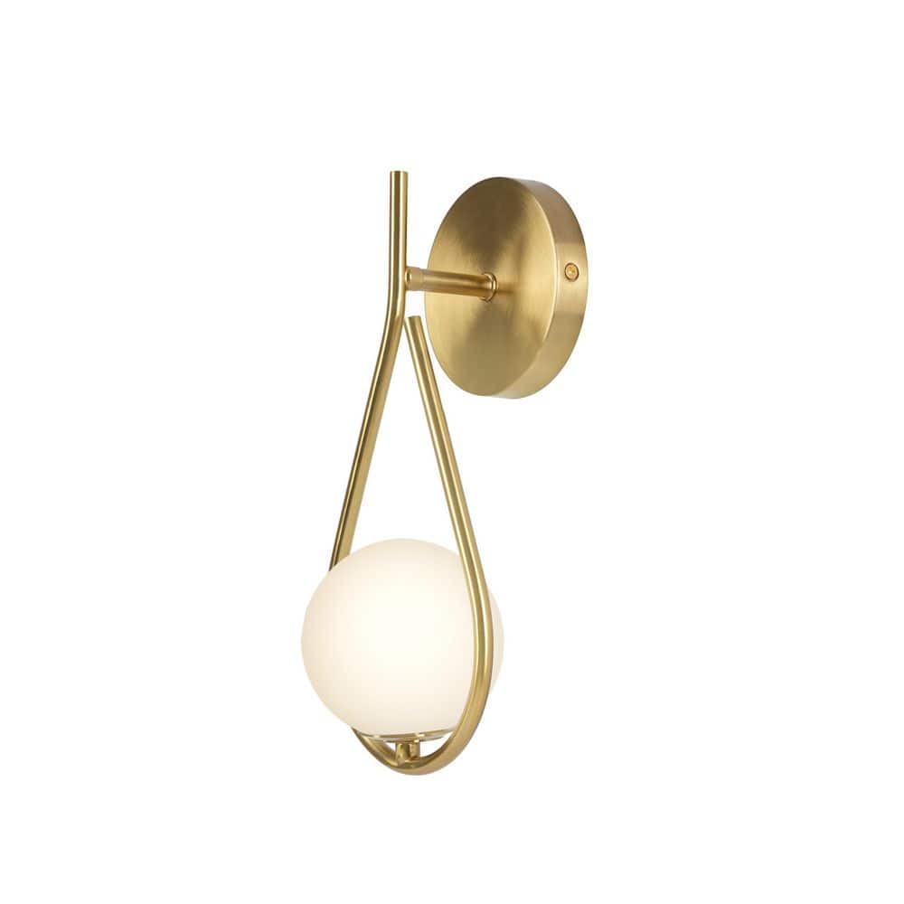 Teardrop 5 In. 1-Light Brushed Gold Wall Sconces With Globe Shade