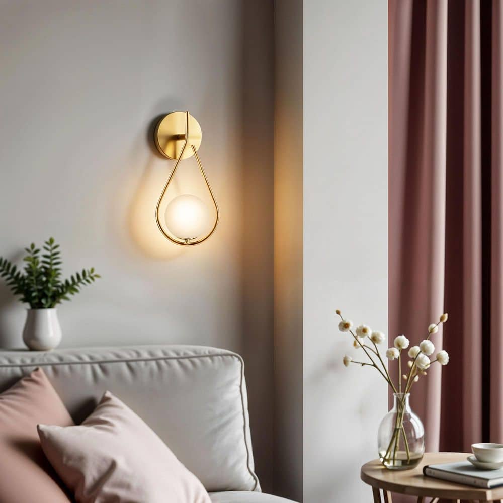  Teardrop 5 In. 1-Light Brushed Gold Wall Sconces With Globe Shade