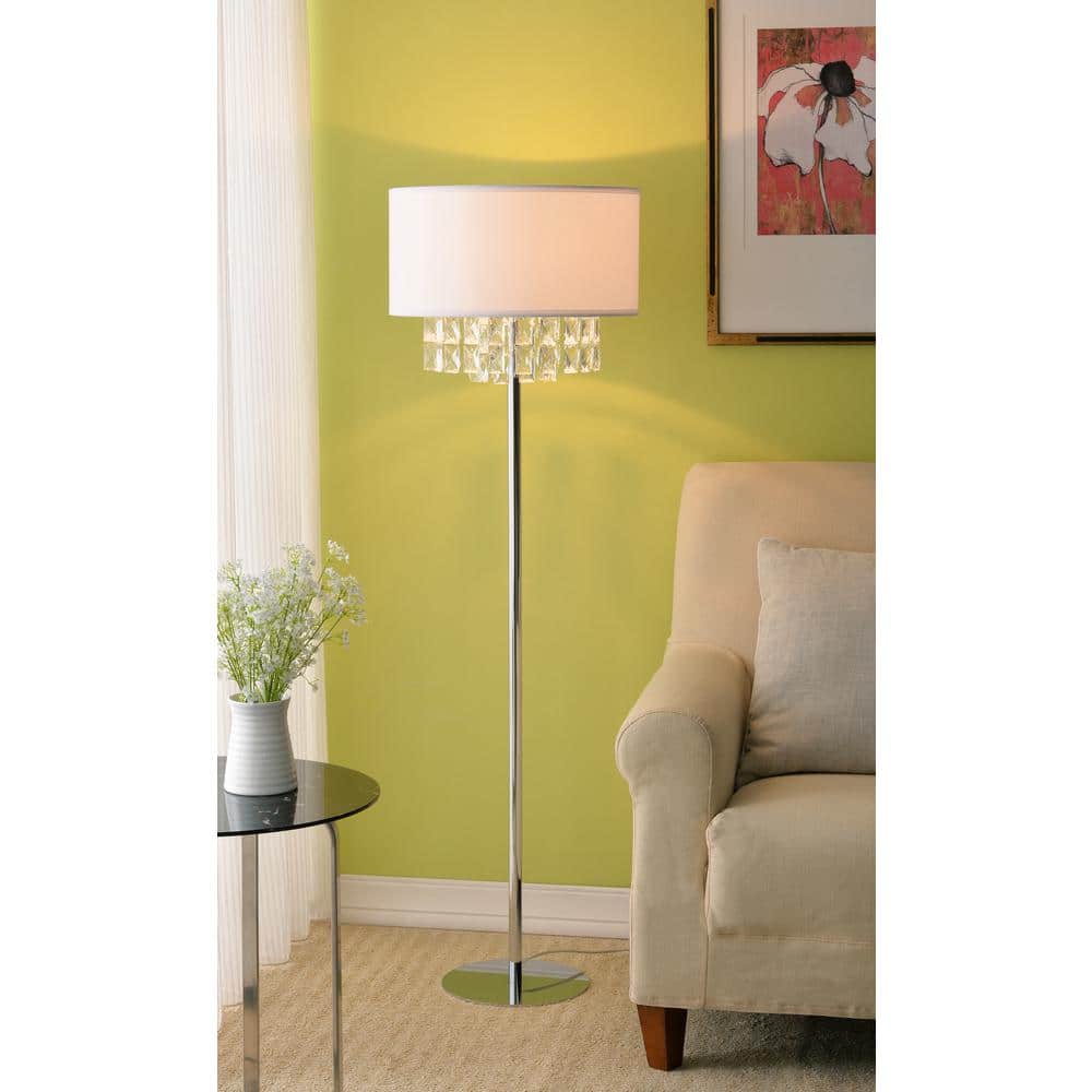  Ophelia 59 In. Chrome Floor Lamp With Crystal Accents