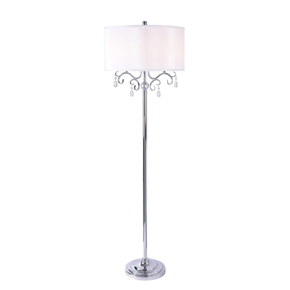  Lucille 59 In. Chrome Floor Lamp With Crystal Accents
