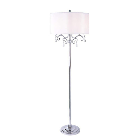  Lucille 59 In. Chrome Floor Lamp With Crystal Accents