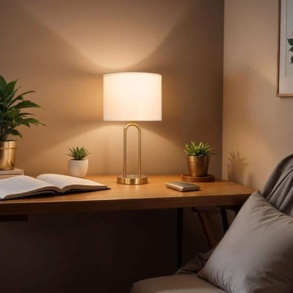  Isla 20 In. Gold Bedside Table Lamp With White Linen Shade