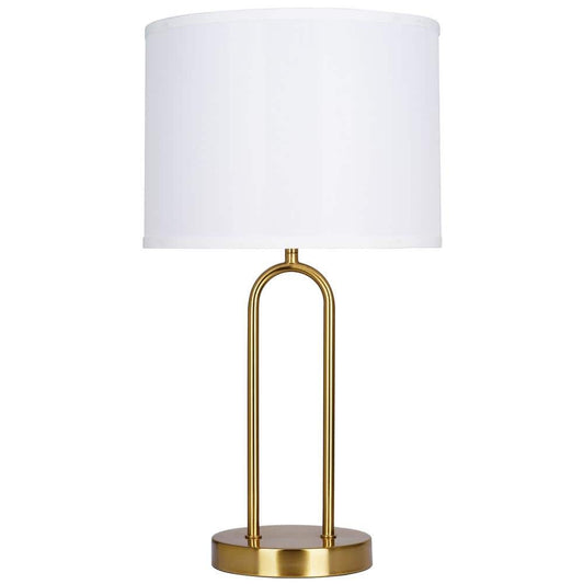  Isla 20 In. Gold Bedside Table Lamp With White Linen Shade