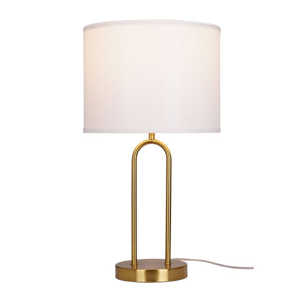  Isla 20 In. Gold Bedside Table Lamp With White Linen Shade