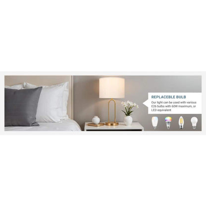  Isla 20 In. Gold Bedside Table Lamp With White Linen Shade