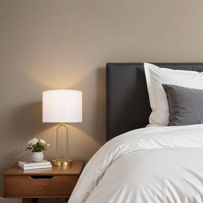  Isla 20 In. Gold Bedside Table Lamp With White Linen Shade