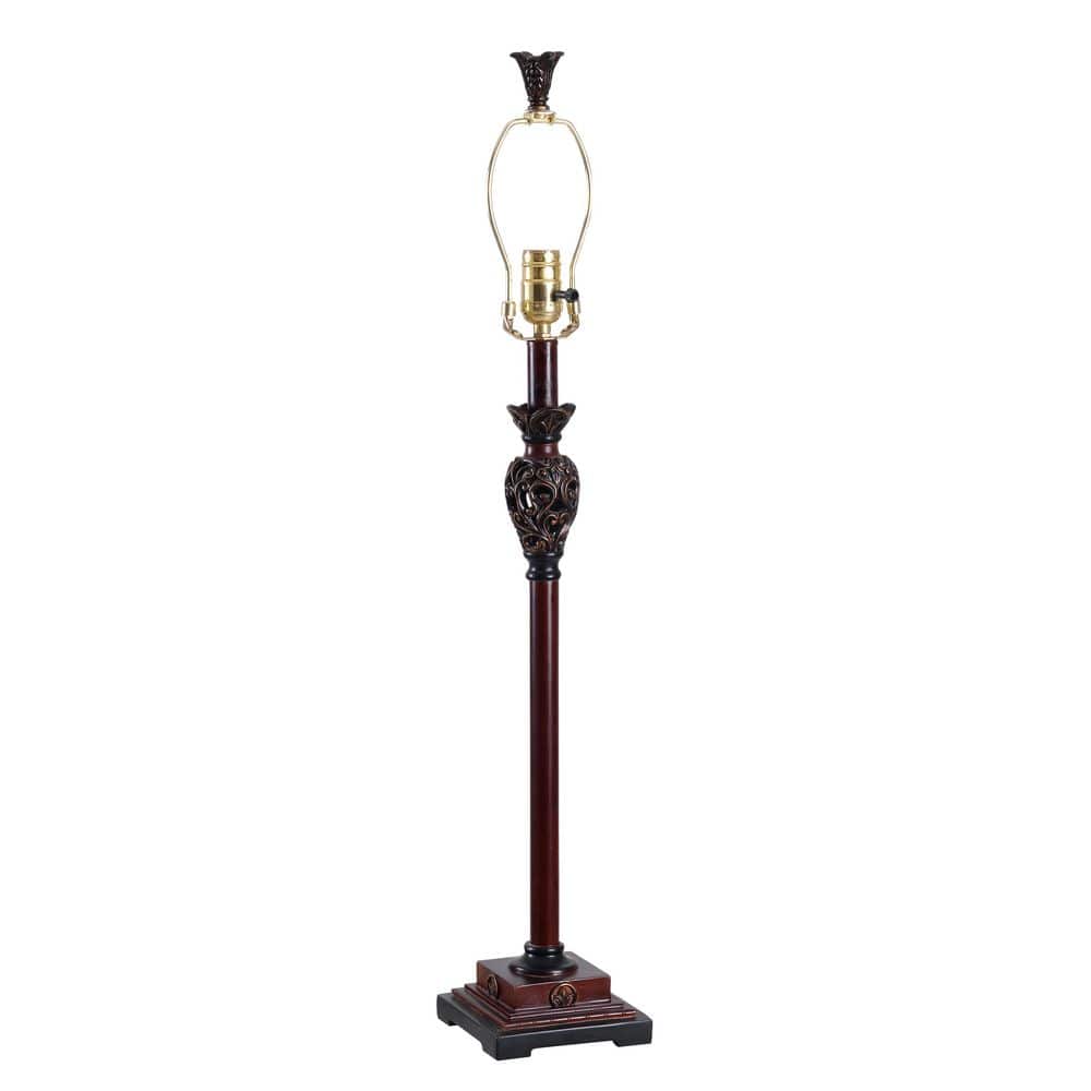 Iron Lace 32 In. Golden Ruby Bedside Table Lamp With White Linen Shade