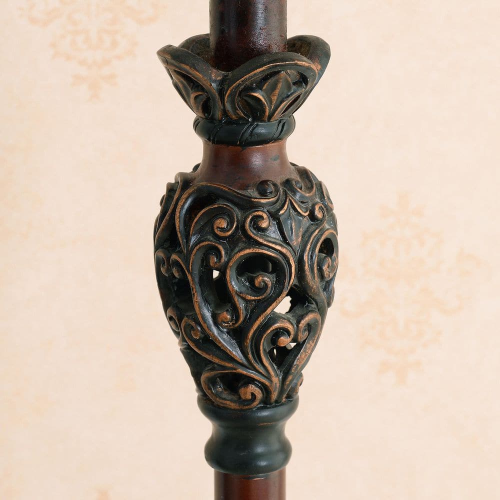  Iron Lace 32 In. Golden Ruby Bedside Table Lamp With White Linen Shade