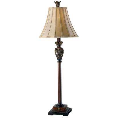  Iron Lace 32 In. Golden Ruby Bedside Table Lamp With White Linen Shade