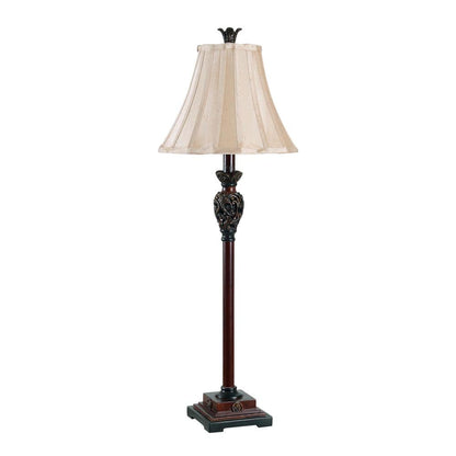  Iron Lace 32 In. Golden Ruby Bedside Table Lamp With White Linen Shade