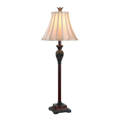  Iron Lace 32 In. Golden Ruby Bedside Table Lamp With White Linen Shade