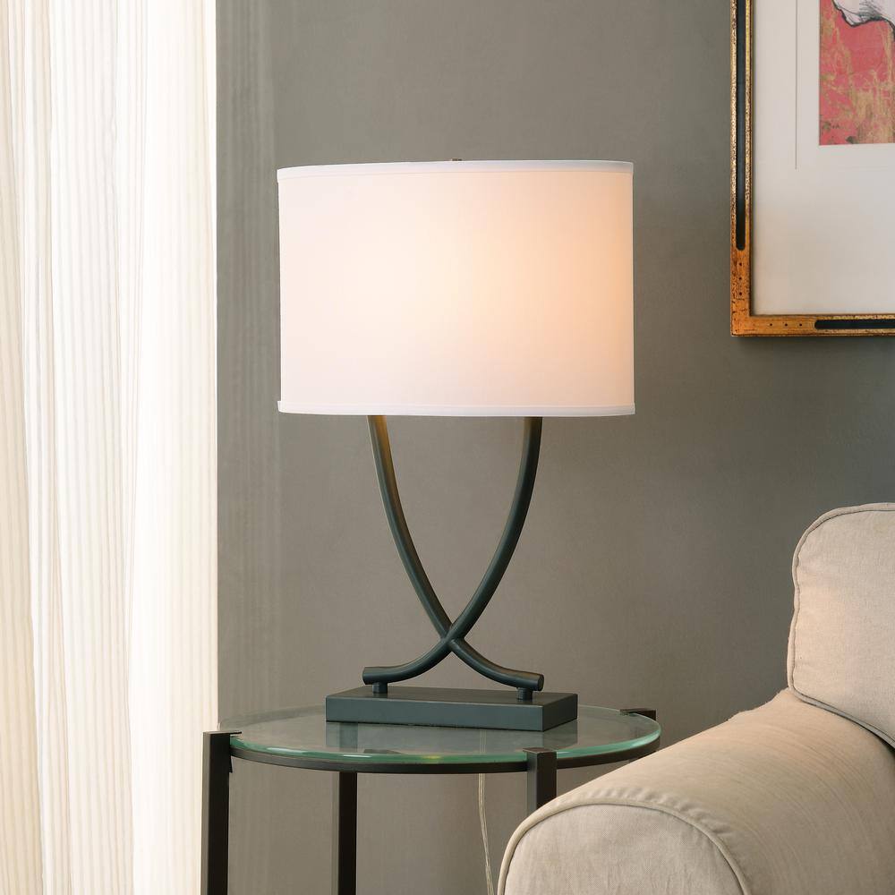  Valerie 25 In. Graphite Table Lamp With White Shade