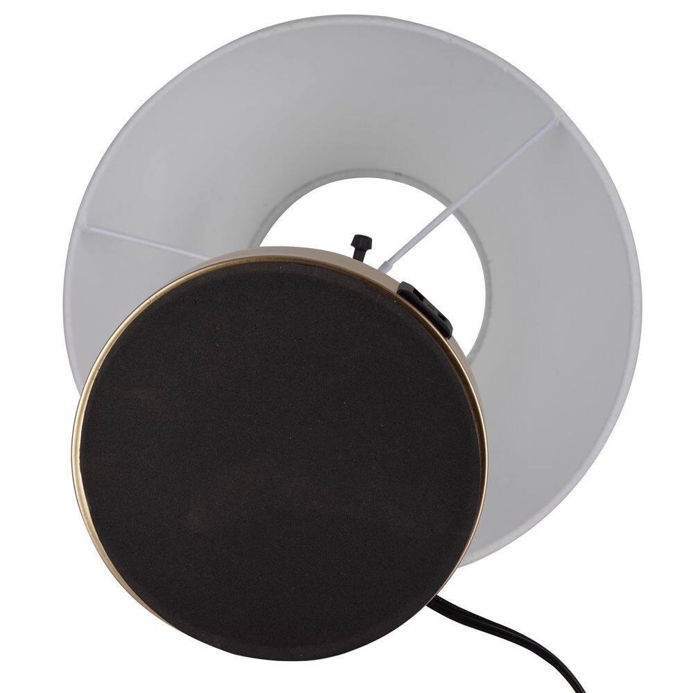  Beckett 24 In. Dark Bronze Table Lamp Set With White Fabric Shade And (Set Of 2)