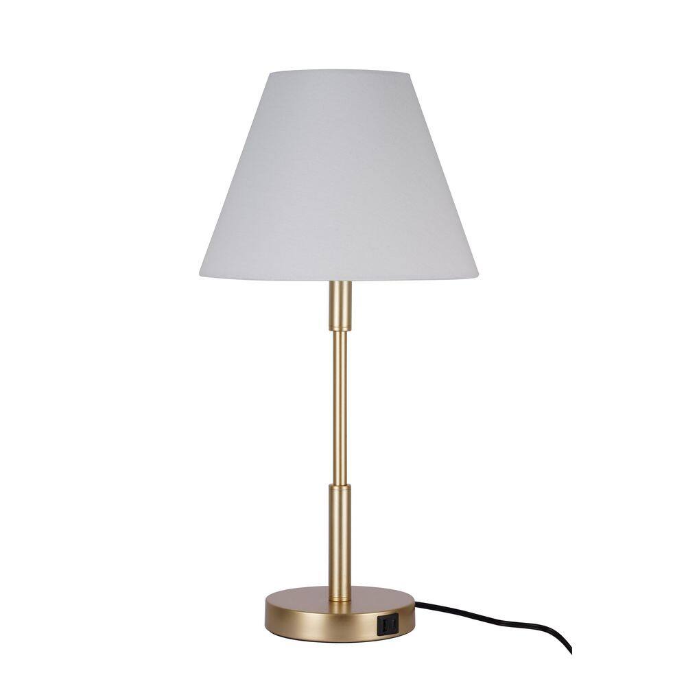  Beckett 24 In. Dark Bronze Table Lamp Set With White Fabric Shade And (Set Of 2)