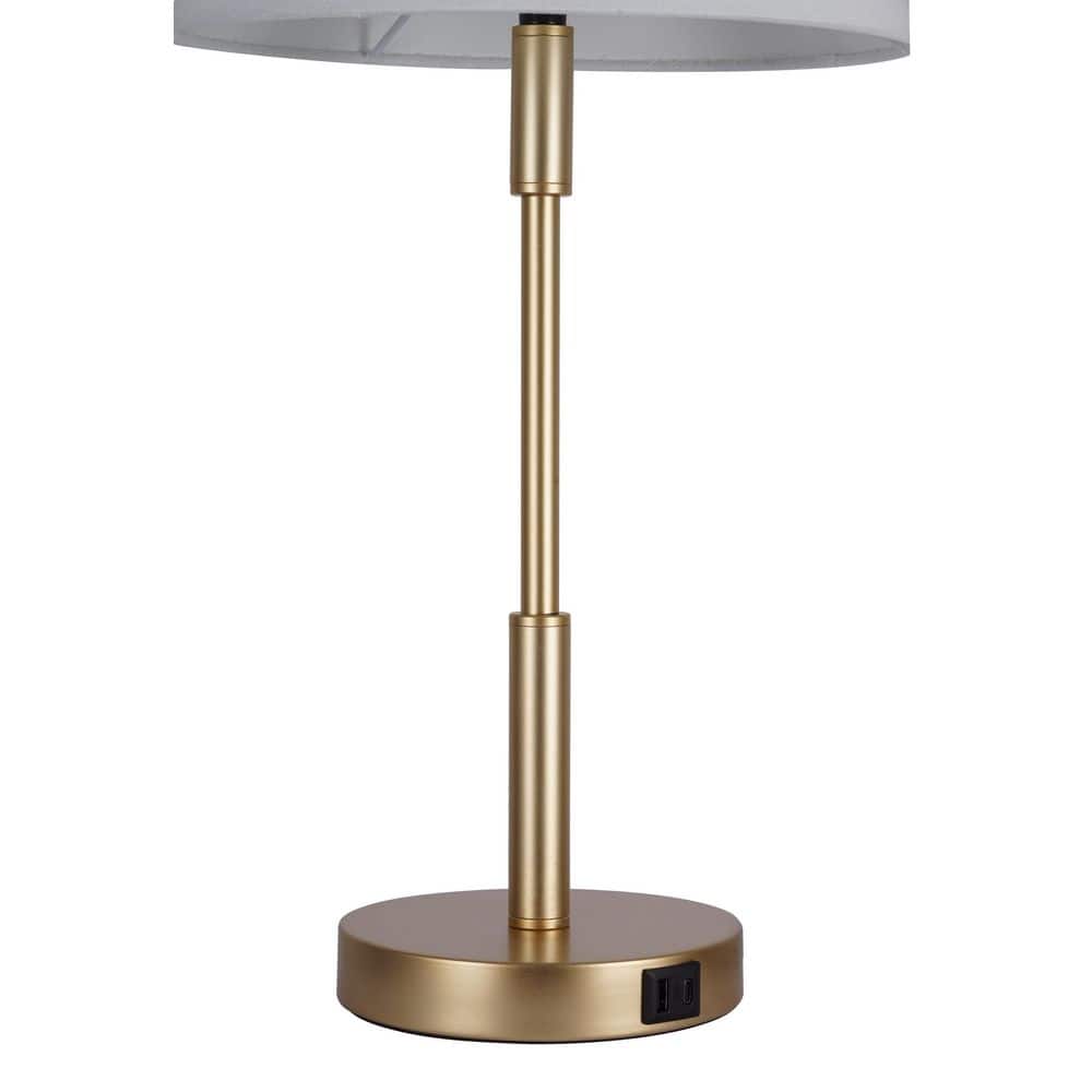  Beckett 24 In. Dark Bronze Table Lamp Set With White Fabric Shade And (Set Of 2)
