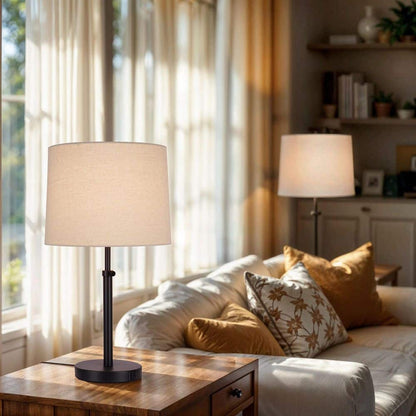  Marlow 24 In. Antique Brass Lamp Set With White Fabric Shade And (Set Of 2)