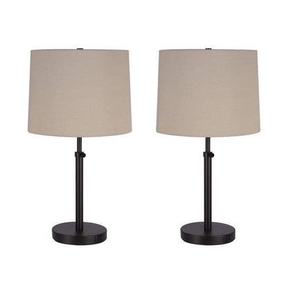  Marlow 24 In. Antique Brass Lamp Set With White Fabric Shade And (Set Of 2)