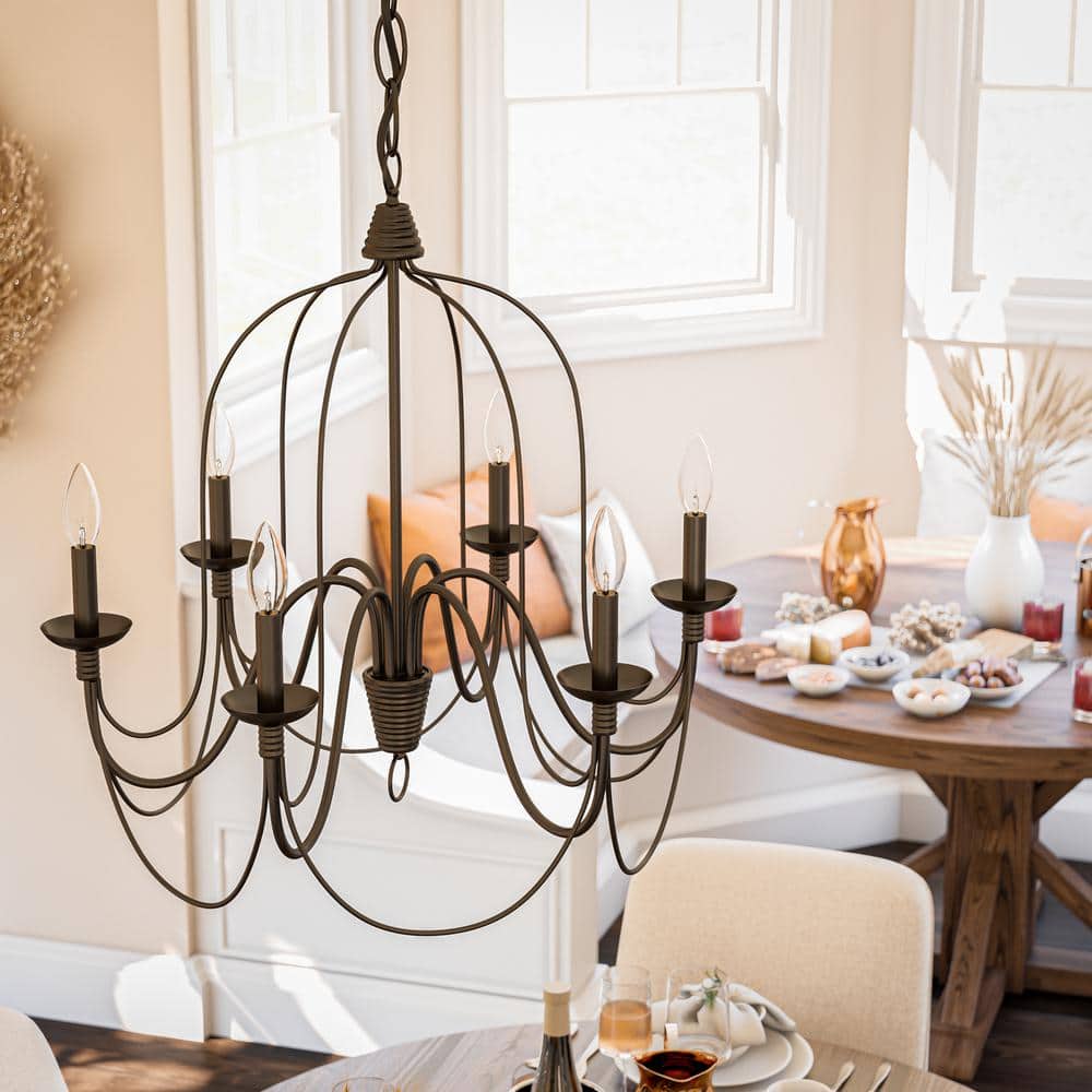  Pannier 6-Light Oil Rubbed Bronze Candle Circle Chandelier