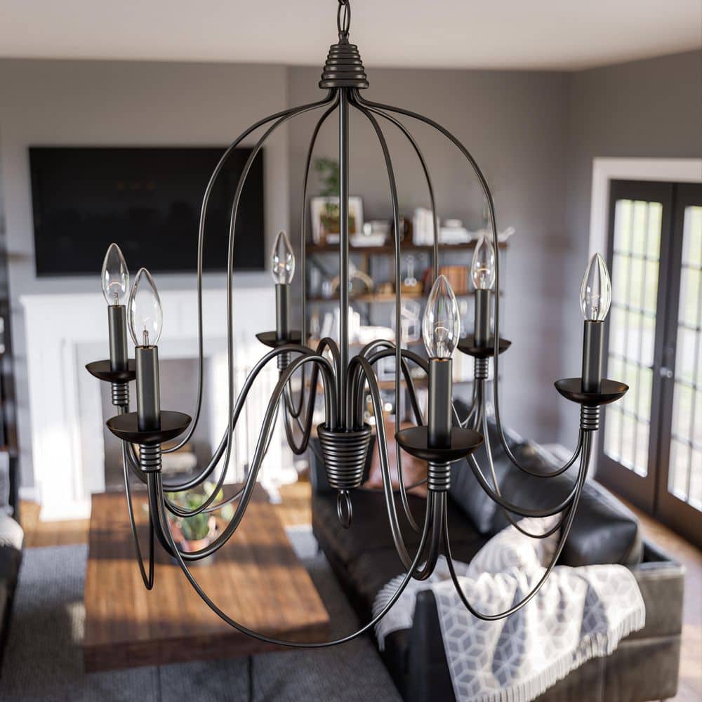  Pannier 6-Light Oil Rubbed Bronze Candle Circle Chandelier