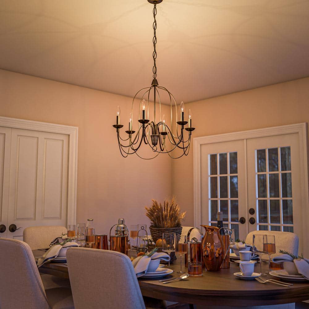  Pannier 6-Light Oil Rubbed Bronze Candle Circle Chandelier