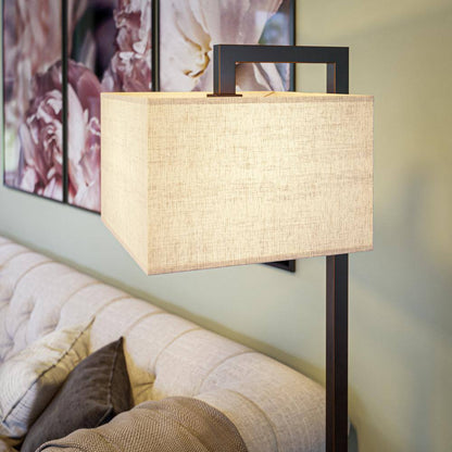  4 Square 64 In. Oil Rubbed Bronze 1-Light Standard Floor Lamp With Linen Square Shade