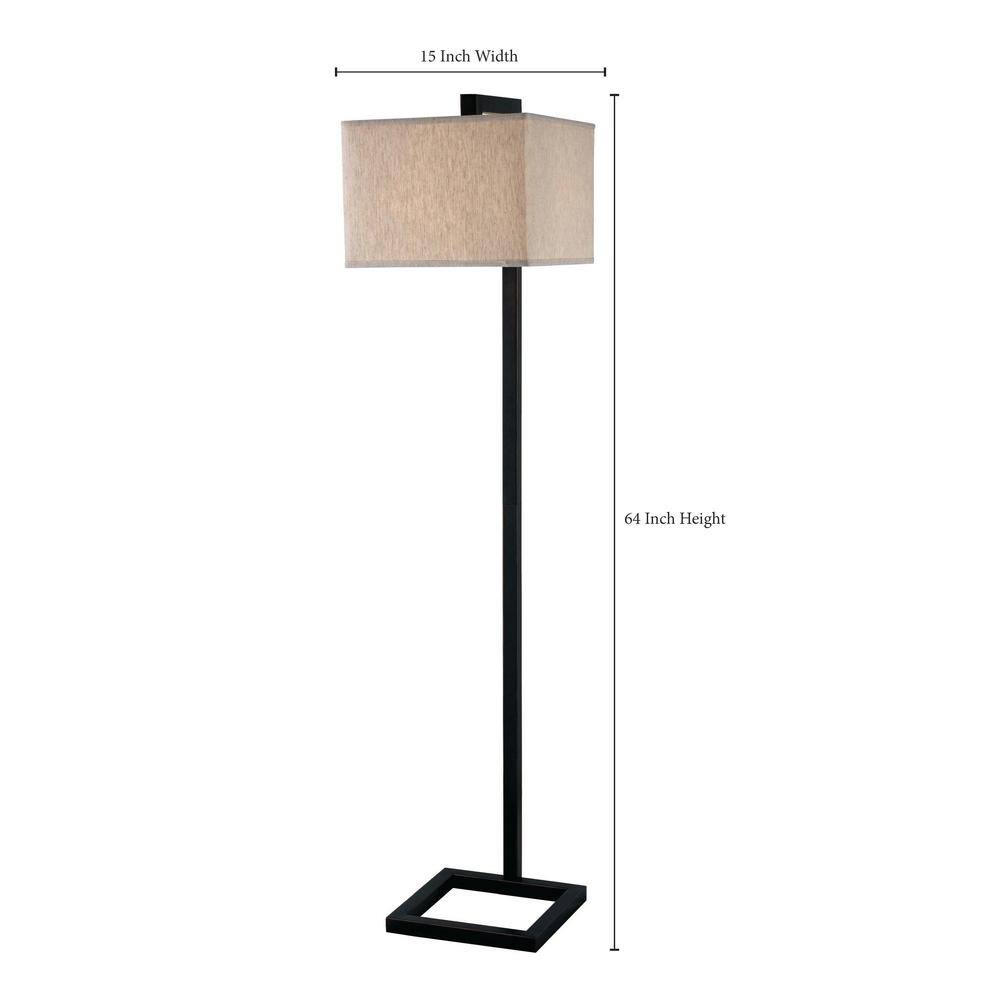  4 Square 64 In. Oil Rubbed Bronze 1-Light Standard Floor Lamp With Linen Square Shade