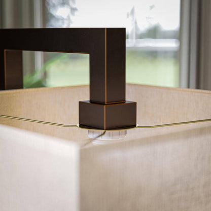  4 Square 64 In. Oil Rubbed Bronze 1-Light Standard Floor Lamp With Linen Square Shade