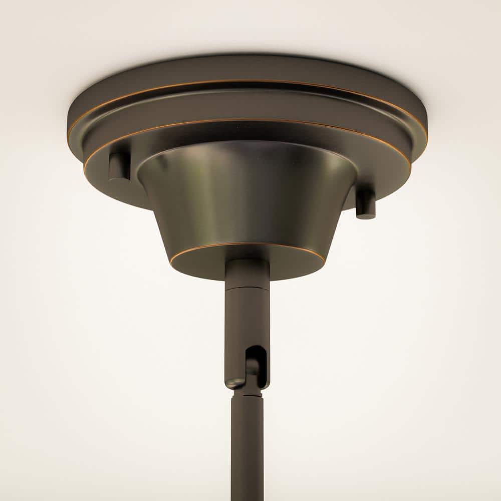  Cambridge 60-Watt 1-Light Oil Rubbed Bronze Shaded Pendant Light With Frosted Glass Shade
