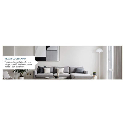  Vega 56 In. White 1-Light Standard Floor Lamp With Metal Dome Shade