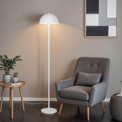  Vega 56 In. White 1-Light Standard Floor Lamp With Metal Dome Shade