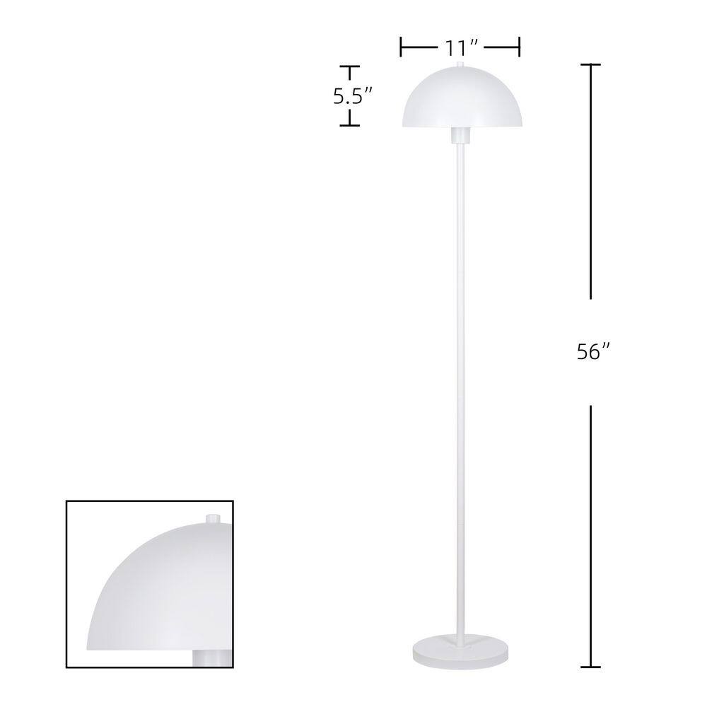  Vega 56 In. White 1-Light Standard Floor Lamp With Metal Dome Shade