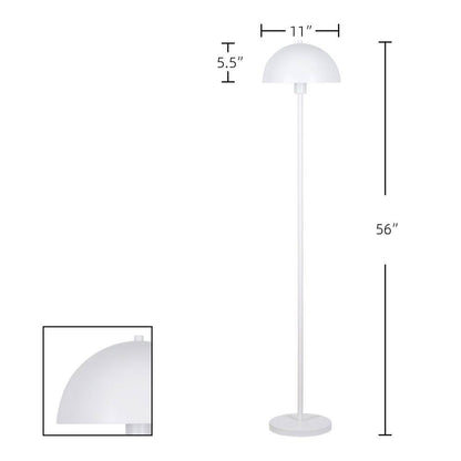  Vega 56 In. White 1-Light Standard Floor Lamp With Metal Dome Shade