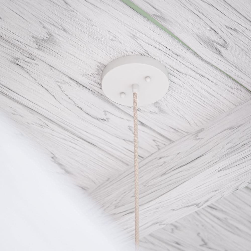  Maverick 1-Light White Shaded Pendant Light With Natural Rattan Bamboo Shade